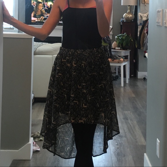 Hi-low sheer Black and Tan skirt - Picture 2 of 3